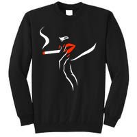 Lady Smoking Simplistic Silhouette Tall Sweatshirt