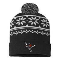 Lady Smoking Simplistic Silhouette USA-Made Snowflake Beanie