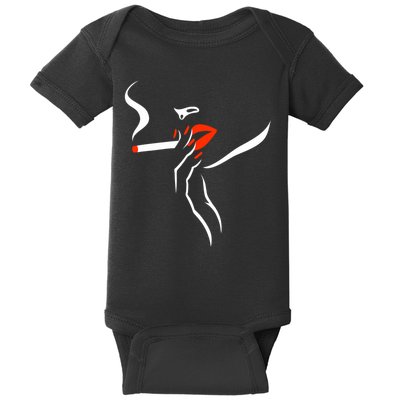 Lady Smoking Simplistic Silhouette Baby Bodysuit