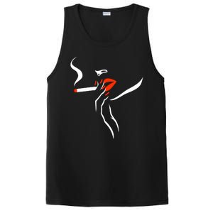 Lady Smoking Simplistic Silhouette PosiCharge Competitor Tank