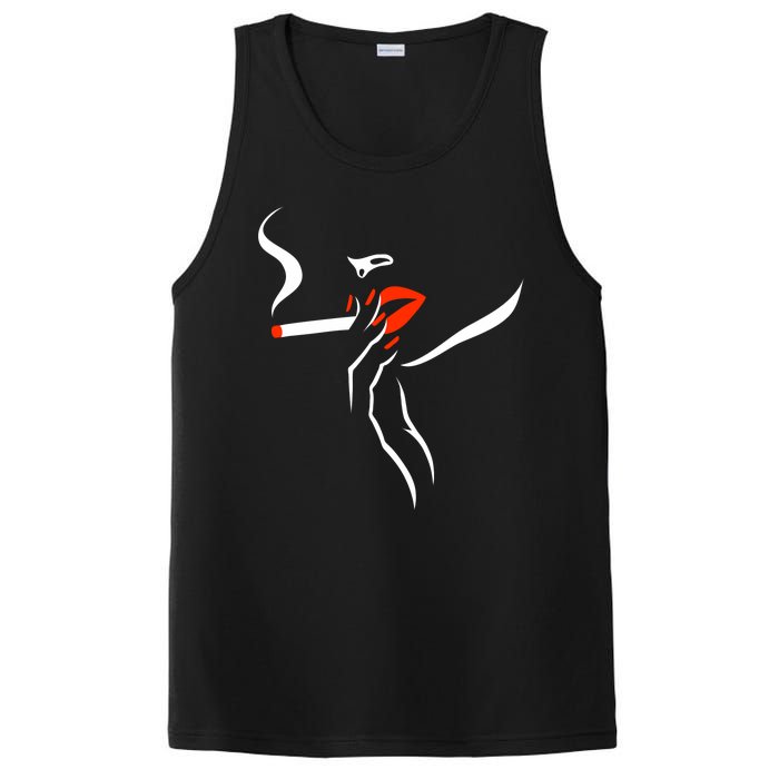 Lady Smoking Simplistic Silhouette PosiCharge Competitor Tank