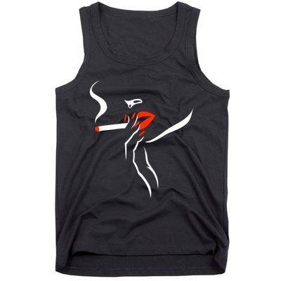 Lady Smoking Simplistic Silhouette Tank Top