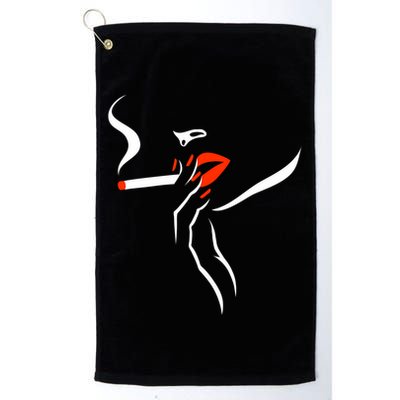 Lady Smoking Simplistic Silhouette Golf Towel
