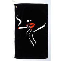 Lady Smoking Simplistic Silhouette Golf Towel