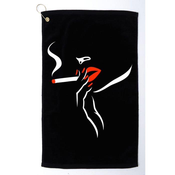Lady Smoking Simplistic Silhouette Golf Towel