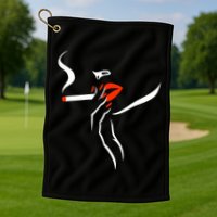 Lady Smoking Simplistic Silhouette Golf Towel