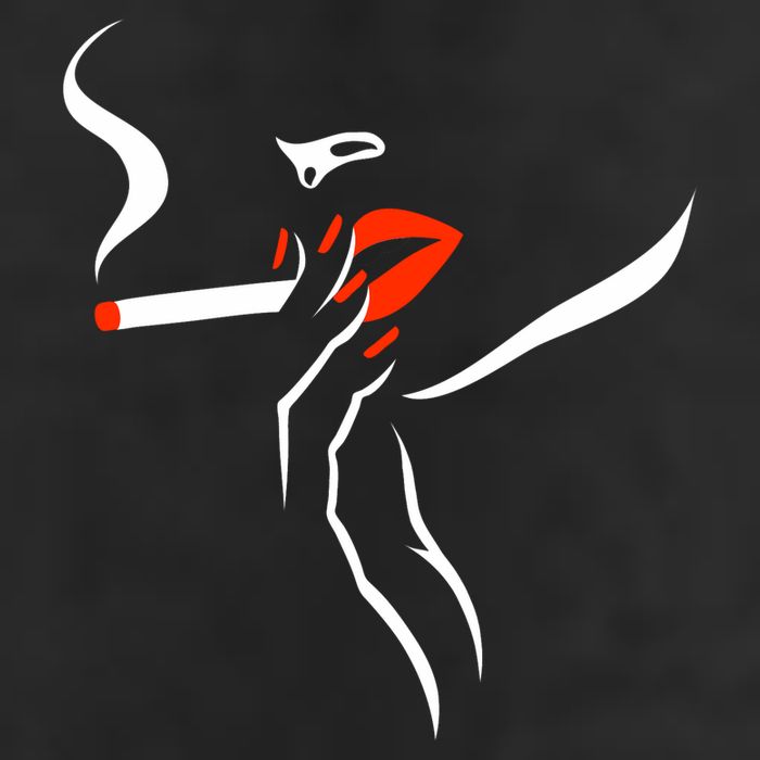 Lady Smoking Simplistic Silhouette Golf Towel