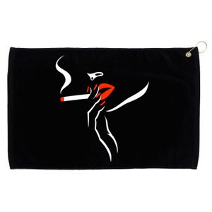 Lady Smoking Simplistic Silhouette Grommeted Golf Towel