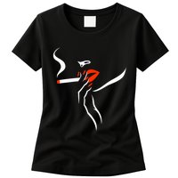 Lady Smoking Simplistic Silhouette Womens T-Shirt