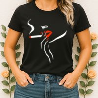 Lady Smoking Simplistic Silhouette Womens T-Shirt