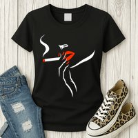 Lady Smoking Simplistic Silhouette Womens T-Shirt