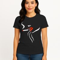 Lady Smoking Simplistic Silhouette Womens T-Shirt