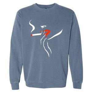 Lady Smoking Simplistic Silhouette Garment-Dyed Sweatshirt