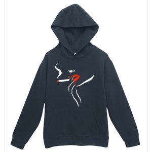 Lady Smoking Simplistic Silhouette Urban Pullover Hoodie