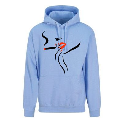 Lady Smoking Simplistic Silhouette Unisex Surf Hoodie