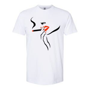 Lady Smoking Simplistic Silhouette Softstyle CVC T-Shirt