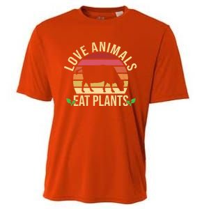 Love Animals Eat Plants Funny Gift Funny Vegan And Vegetarian Gift Cooling Performance Crew T-Shirt