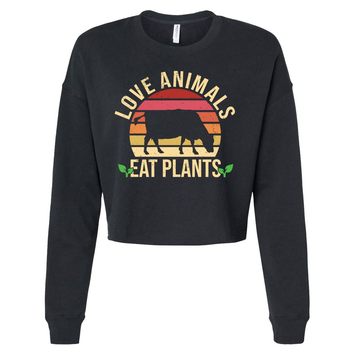 Love Animals Eat Plants Funny Gift Funny Vegan And Vegetarian Gift Cropped Pullover Crew
