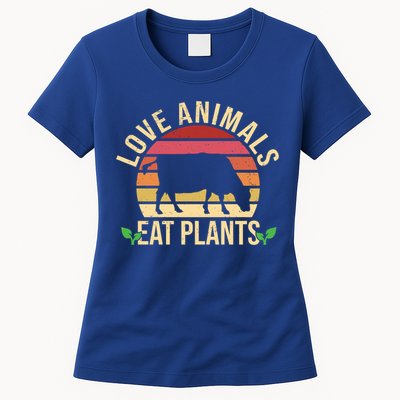 Love Animals Eat Plants Funny Gift Funny Vegan And Vegetarian Gift Womens T-Shirt