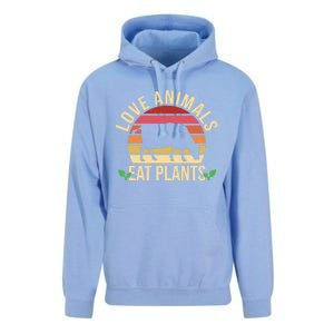 Love Animals Eat Plants Funny Gift Funny Vegan And Vegetarian Gift Unisex Surf Hoodie