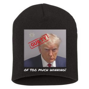 Liberal Advisory Explicit Content Trump Mugshot Short Acrylic Beanie