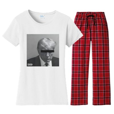 Liberal Advisory Explicit Content Trump Mugshot Women's Flannel Pajama Set