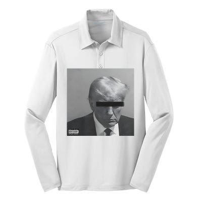 Liberal Advisory Explicit Content Trump Mugshot Silk Touch Performance Long Sleeve Polo