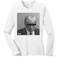 Liberal Advisory Explicit Content Trump Mugshot Ladies Long Sleeve Shirt