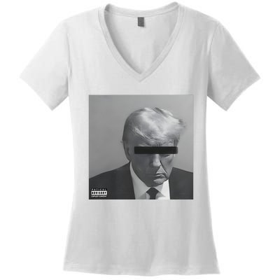 Liberal Advisory Explicit Content Trump Mugshot Women's V-Neck T-Shirt