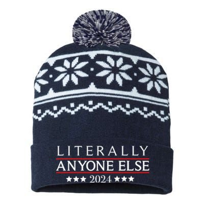 Literally Anyone Else 2024 Funny Political Election 2024 USA-Made Snowflake Beanie