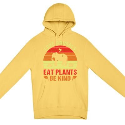 Love Animals Eat Plants Meme Vegan Plant Powered Vegetarian Gift Premium Pullover Hoodie