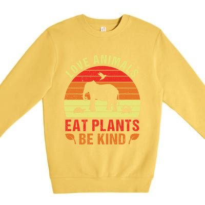 Love Animals Eat Plants Meme Vegan Plant Powered Vegetarian Gift Premium Crewneck Sweatshirt