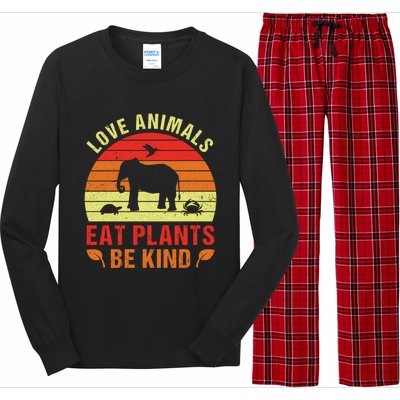 Love Animals Eat Plants Meme Vegan Plant Powered Vegetarian Gift Long Sleeve Pajama Set