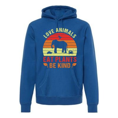 Love Animals Eat Plants Meme Vegan Plant Powered Vegetarian Gift Premium Hoodie