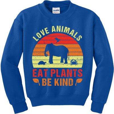 Love Animals Eat Plants Meme Vegan Plant Powered Vegetarian Gift Kids Sweatshirt