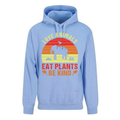 Love Animals Eat Plants Meme Vegan Plant Powered Vegetarian Gift Unisex Surf Hoodie