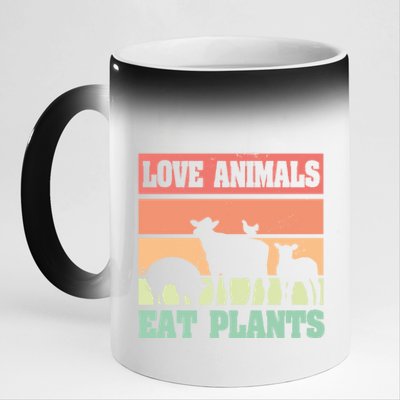 Love Animals Eat Plants Vegetarian Vegan Gift 11oz Black Color Changing Mug