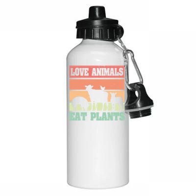 Love Animals Eat Plants Vegetarian Vegan Gift Aluminum Water Bottle