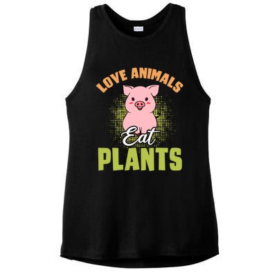 Love Animal Eat Plants Diet Vegan Veganism Meat Free Gift Ladies PosiCharge Tri-Blend Wicking Tank