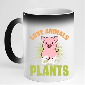 Love Animal Eat Plants Diet Vegan Veganism Meat Free Gift 11oz Black Color Changing Mug