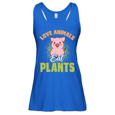 Love Animal Eat Plants Diet Vegan Veganism Meat Free Gift Ladies Essential Flowy Tank