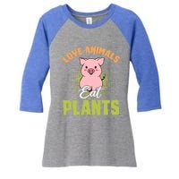 Love Animal Eat Plants Diet Vegan Veganism Meat Free Gift Women's Tri-Blend 3/4-Sleeve Raglan Shirt