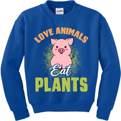 Love Animal Eat Plants Diet Vegan Veganism Meat Free Gift Kids Sweatshirt