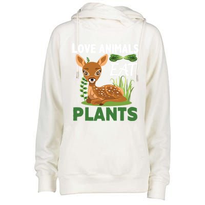 Love Animals Eat Plants Vegan Food Healthy Lifestyle Gift Womens Funnel Neck Pullover Hood