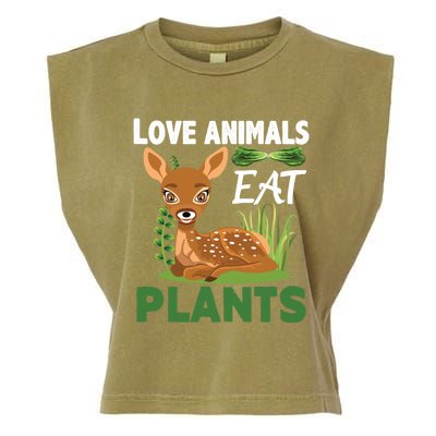 Love Animals Eat Plants Vegan Food Healthy Lifestyle Gift Garment-Dyed Women's Muscle Tee