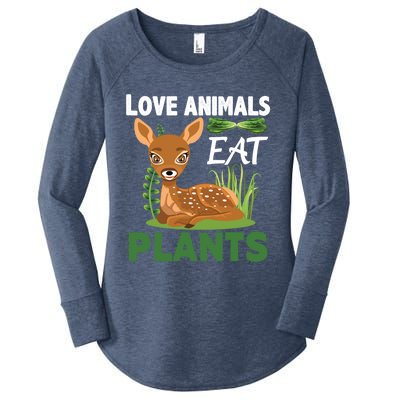 Love Animals Eat Plants Vegan Food Healthy Lifestyle Gift Women's Perfect Tri Tunic Long Sleeve Shirt