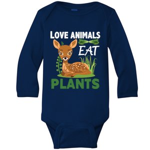 Love Animals Eat Plants Vegan Food Healthy Lifestyle Gift Baby Long Sleeve Bodysuit