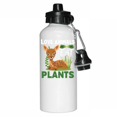 Love Animals Eat Plants Vegan Food Healthy Lifestyle Gift Aluminum Water Bottle 