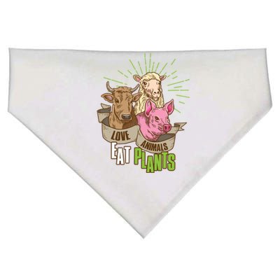 Love Animals Eat Plants Vegan Great Gift USA-Made Doggie Bandana