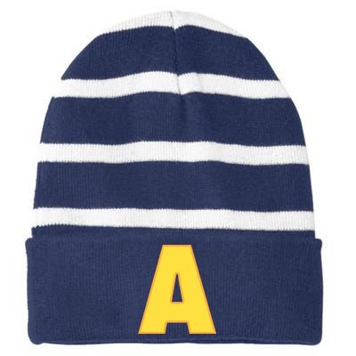 Letter A Funny Chipmunk Group Matching Halloween Costume Striped Beanie with Solid Band